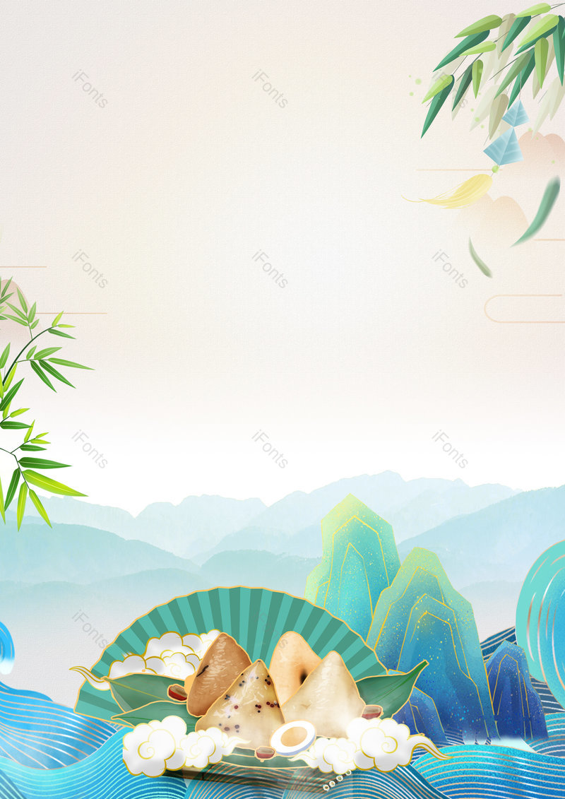 清新国潮中国风格粽子端午节日背景,插画/手绘图,插画/手绘图库,插画/手绘图下载,插画/手绘